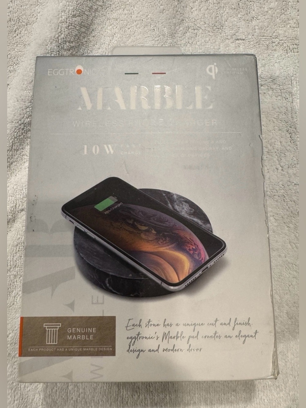 Eggtronic Wireless Charging Stone for Smartphone, Marble